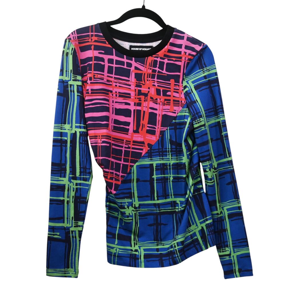 House of Holland Multicolor Cotton Blend Long Sleeve Printed Top Size 4